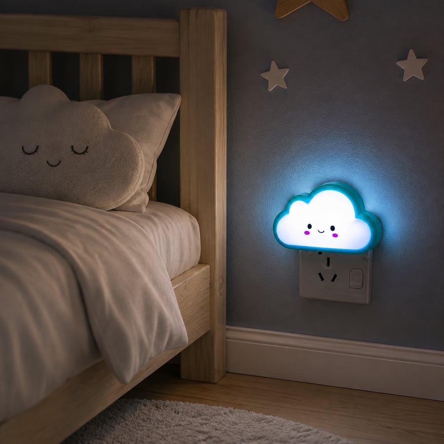 مصباح ليلي LED للأطفال بتصميم سحابة مضيئة - أزرق