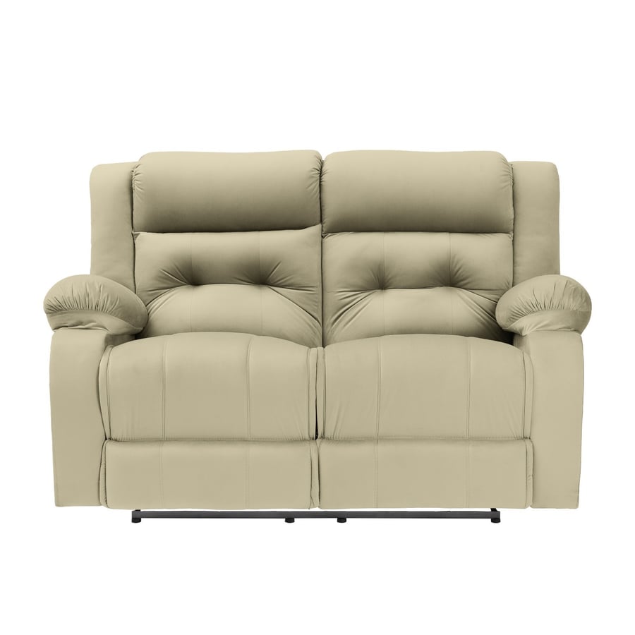 Double relaxation chair upholstered with velvet, dark cream color, size 150x80x100 cm