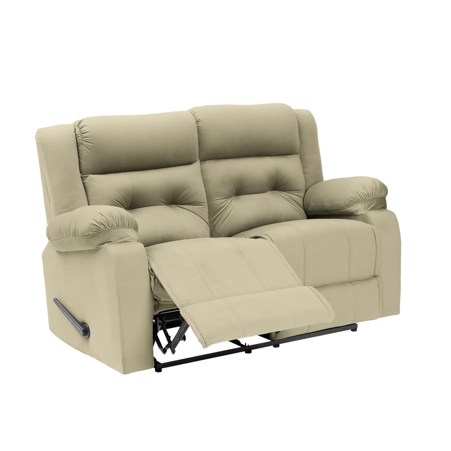 Double relaxation chair upholstered with velvet, dark cream color, size 150x80x100 cm