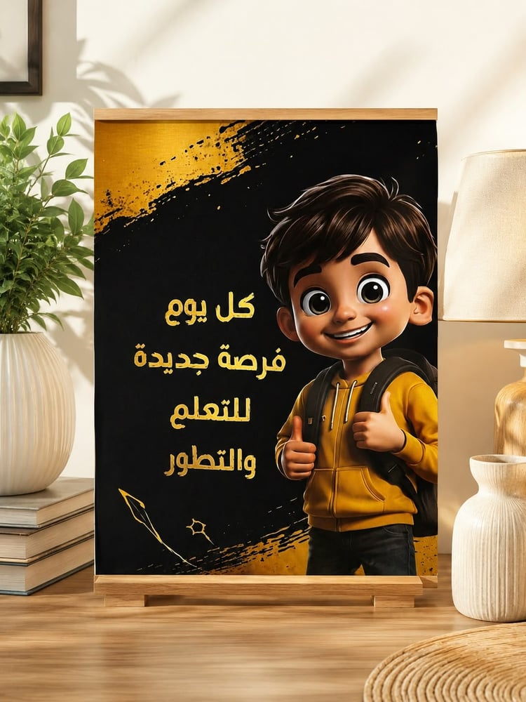 لوحة جدارية قماش تعليمية للأطفال 60×90 سم بنهايات خشبية