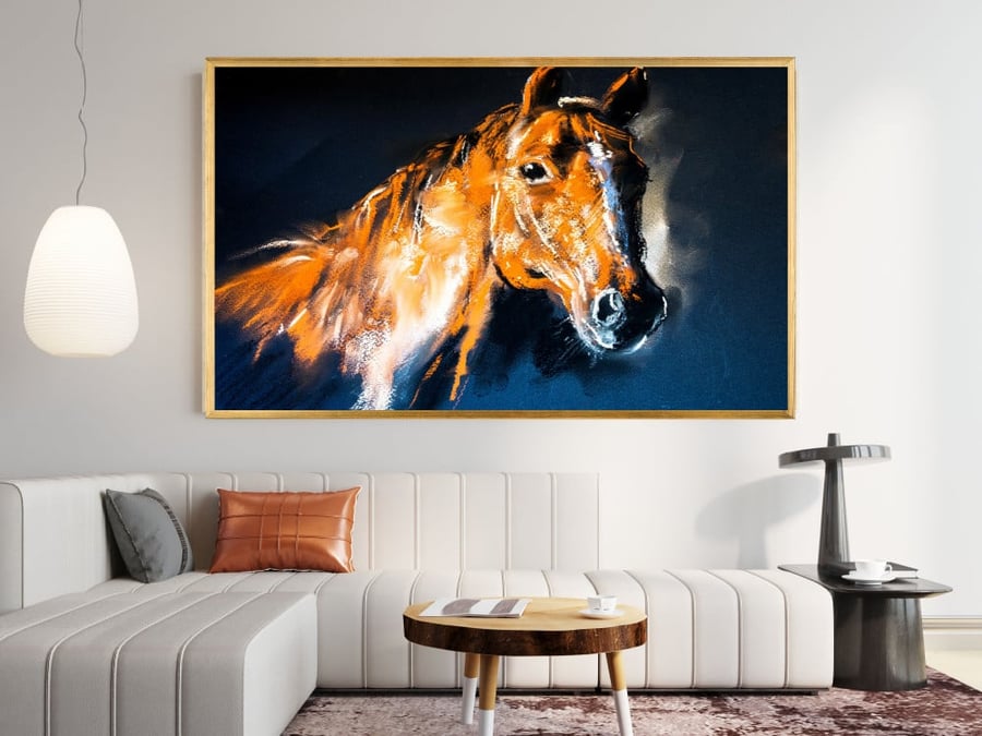 لوحة قماشية بتصميم خيل متعددة الألوان مقاس 70x140 سم