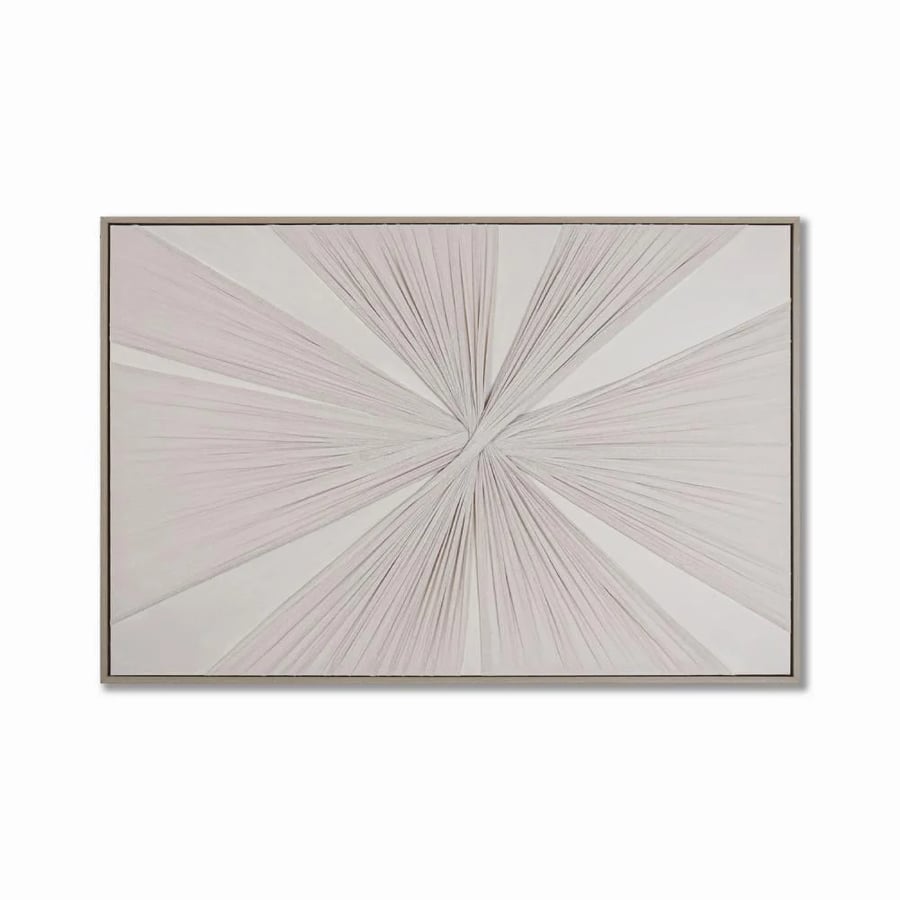 لوحة كانفس قماشية بتصميم تجريدي لون اوف وايت مقاس 120x80 سم