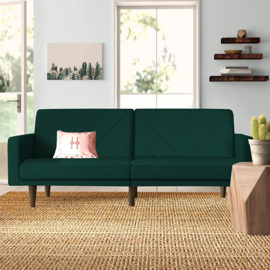 Shahrazad sofa bed 2x1 upholstered with linen dark green color size 200x85x81 cm