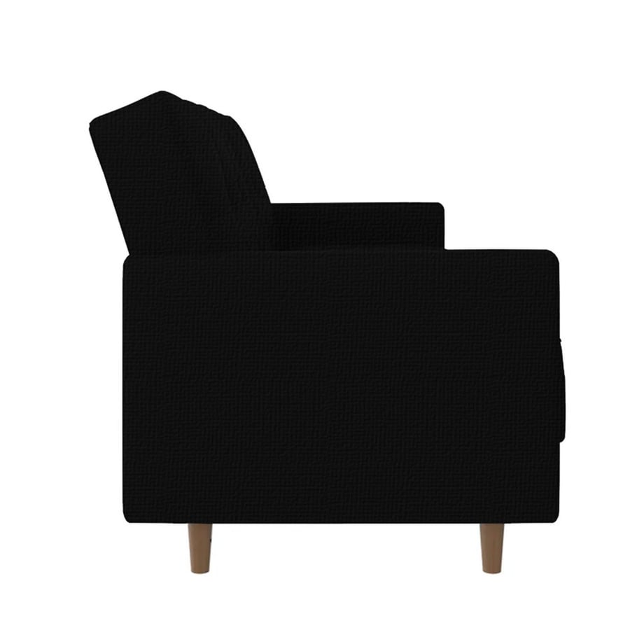 Sofa bed 2x1 upholstered with linen black color size 193x86x85 cm