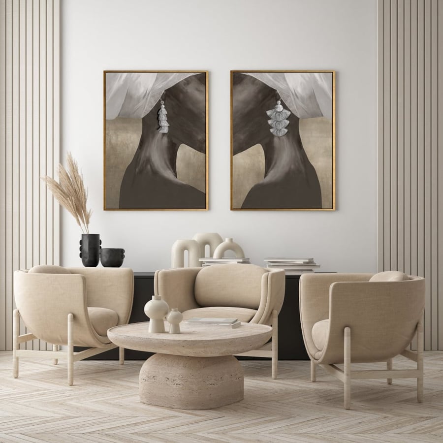 لوحة قماشية ثنائية بتصميم الفن التجريدي متعددة الألوان مقاس 100x100 سم