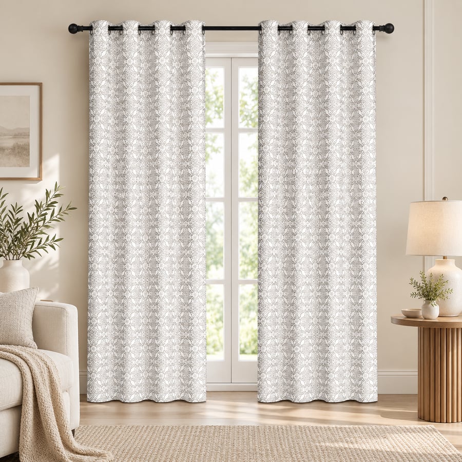 ستارة Elegant Home Crinkle بحلقات معدنية مقاس 140×260 سم - قطعة واحدة