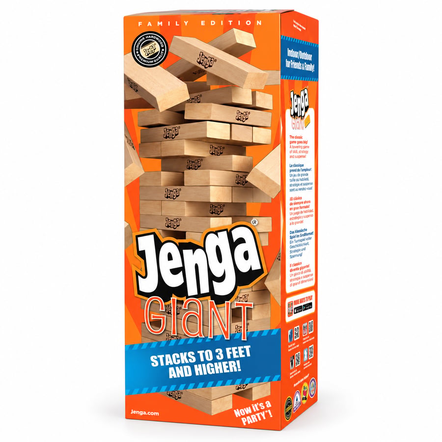 لعبة جينجا خشبية عملاقة للعائلة – 54 قطعة Jenga Giant
