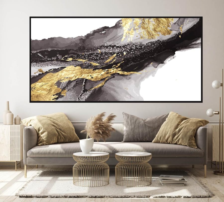 لوحة قماشية بتصميم الفن التجريدي مقاس 70x140 سم
