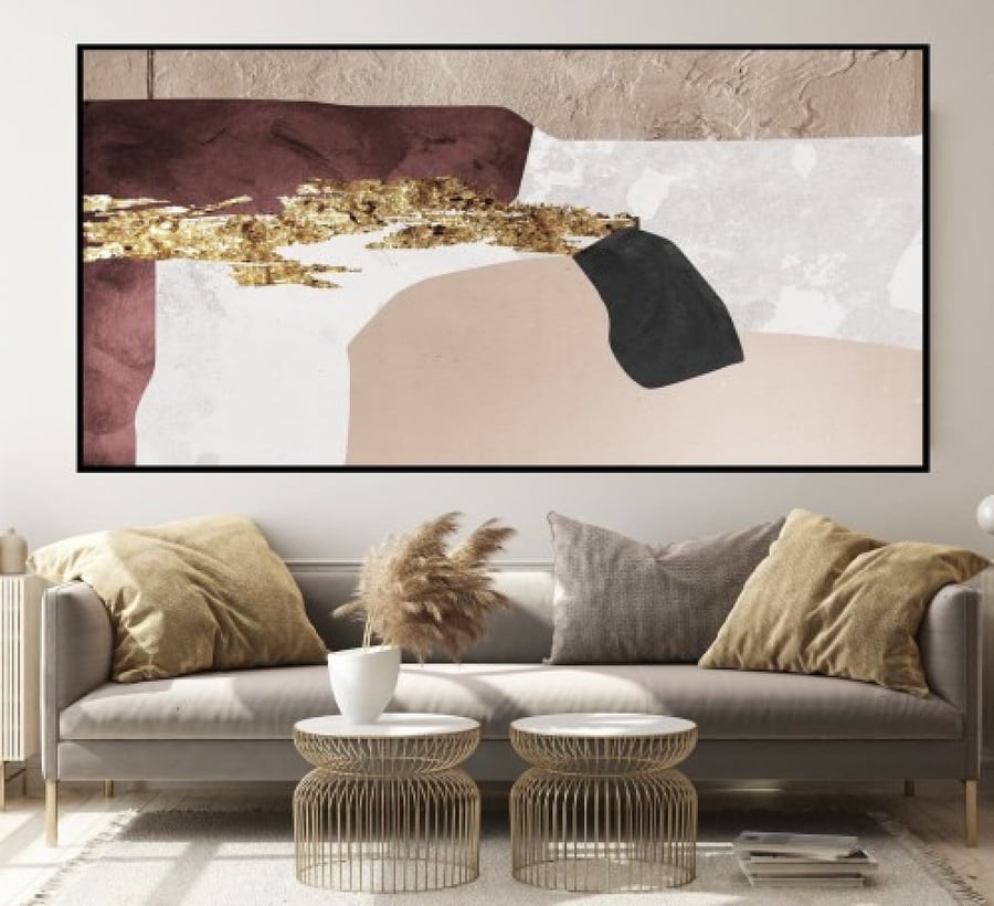 A fabric painting with abstract art design size 70x140 cm