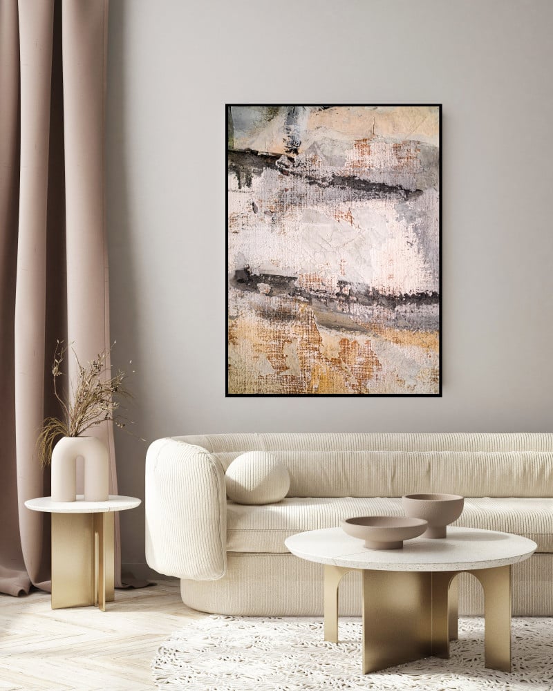 A fabric painting with abstract art design size 60x90 cm