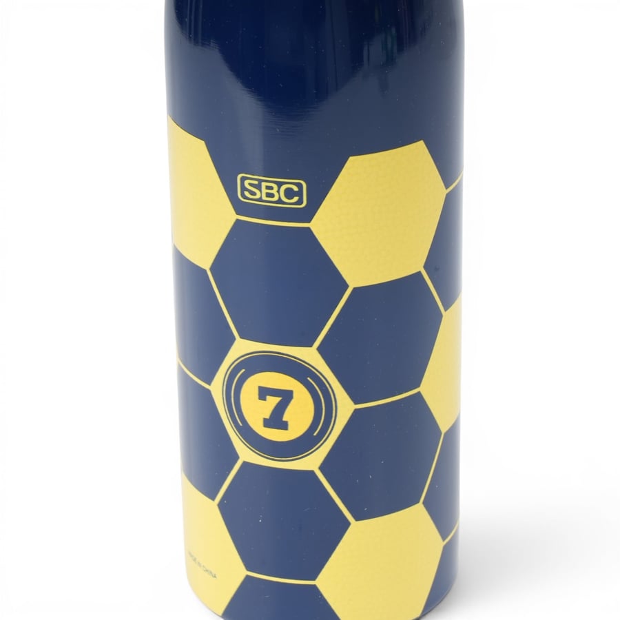 زجاجة مياه حرارية ستانلس ستيل 500 مل بغطاء كروي – كحلي وأصفر