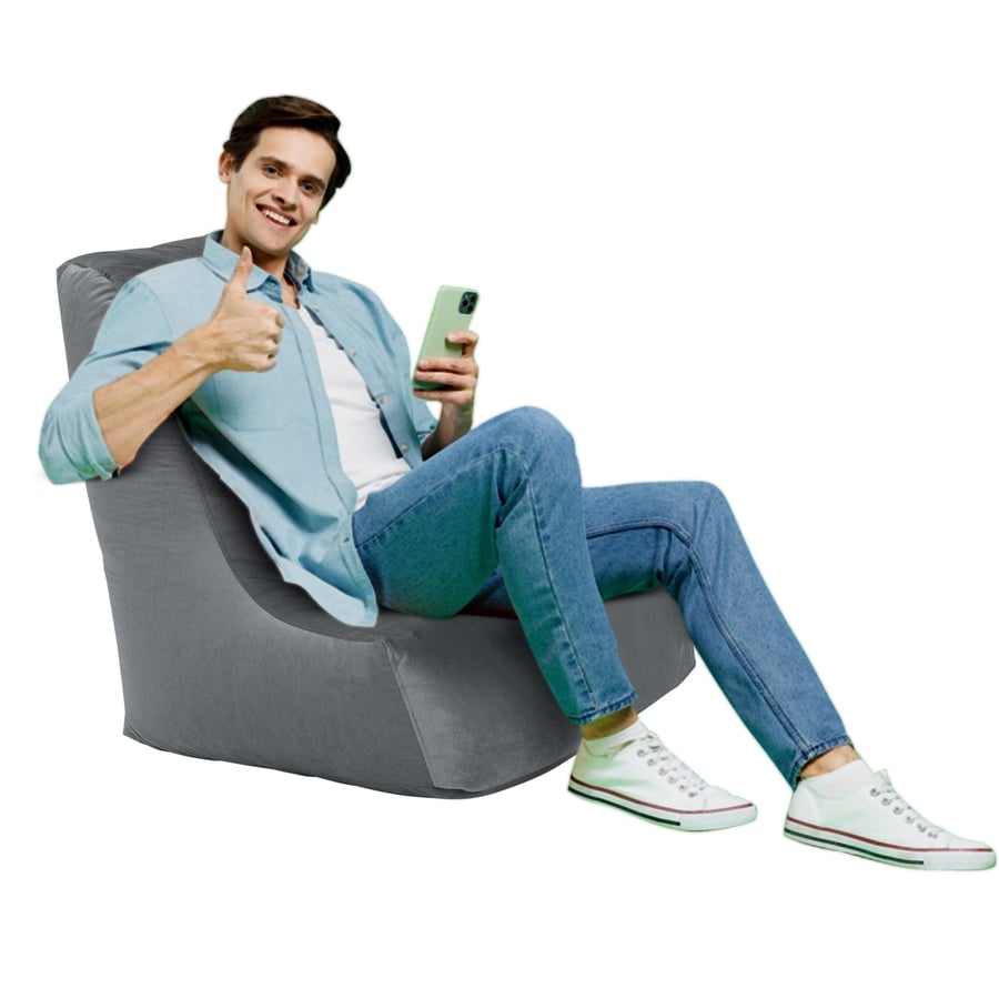 Harvey Bean Bag of velvet color gray size 70x70x90 cm