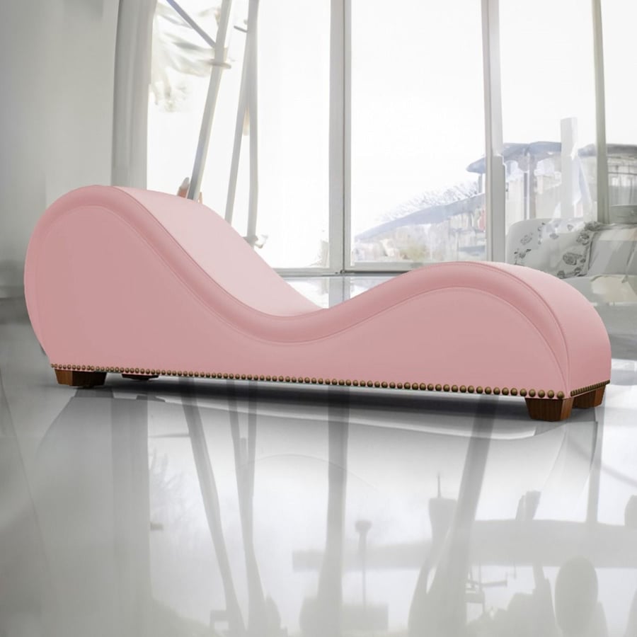 أريكة استرخاء بأزرار جانبية من المخمل لون زهري فاتح مقاس 180x50x80 سم