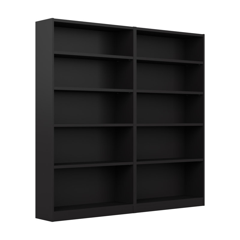 مكتبة حائط فاخرة بلون أسود – تصميم واسع المقاس 181.5×94×29.5 سم