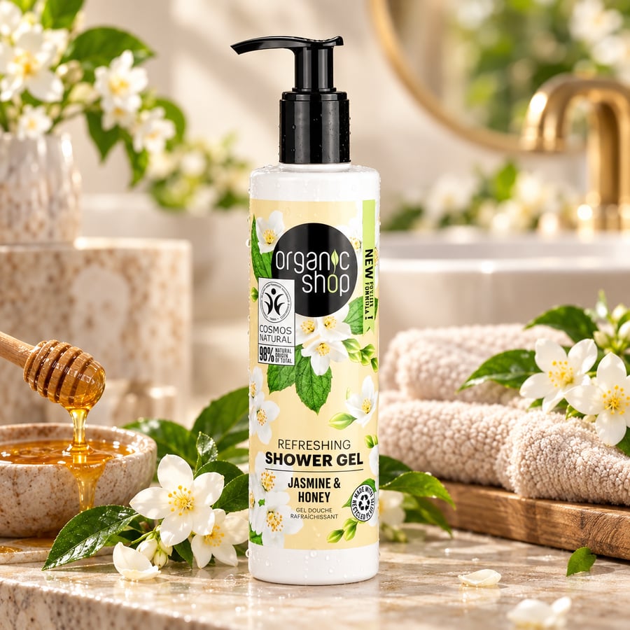 جل استحمام Organic Shop منعش بالياسمين والعسل - 280 مل