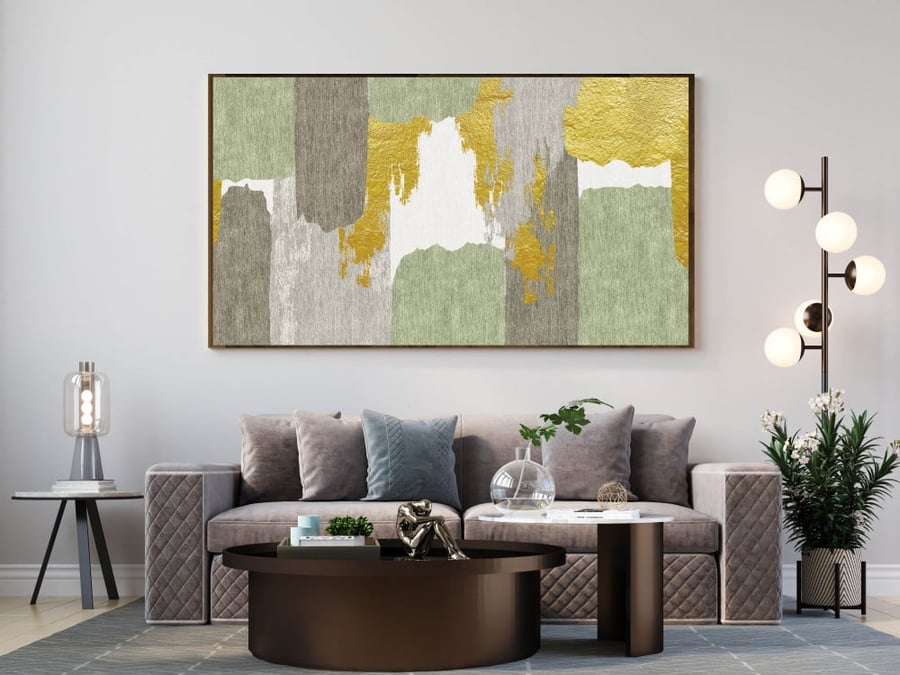 A fabric painting with abstract art design size 70x120 cm