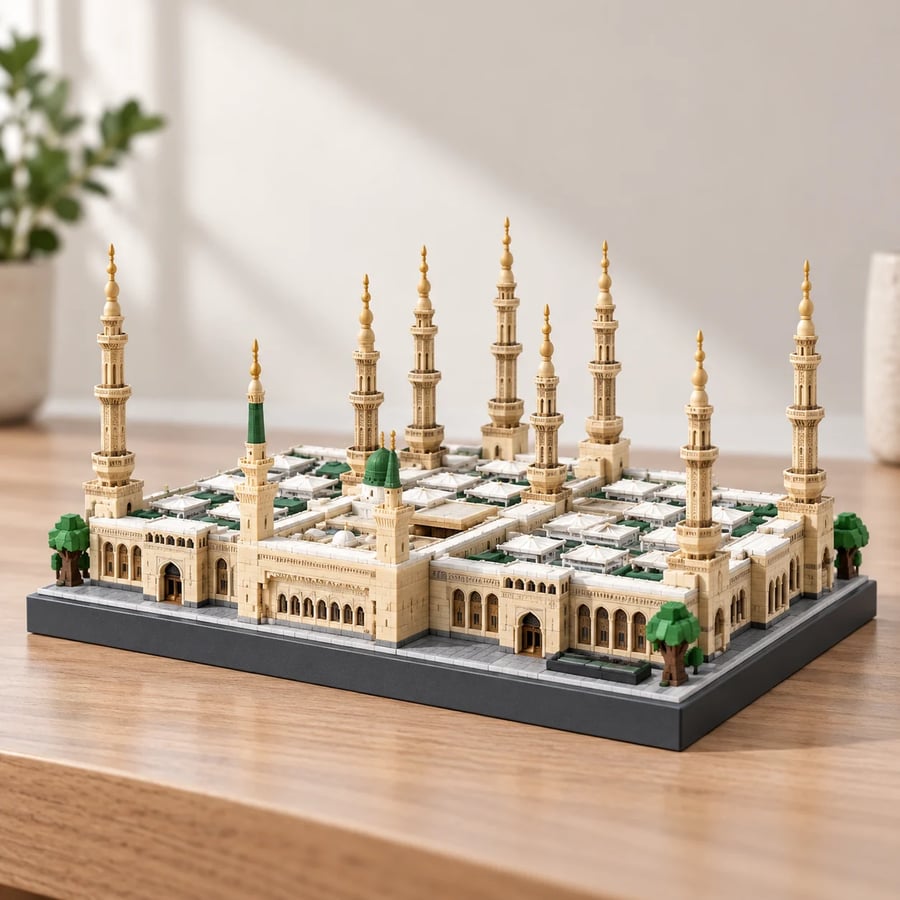 مجسم المسجد النبوي الشريف للتركيب 594 قطعة يجمع بين متعة تجميع المكعبات وجمال التصميم المعماري