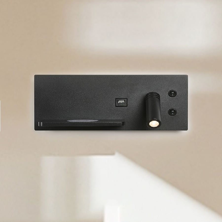 جداري مودرن اسود مع شاحن wifi و usb فيوتشارج