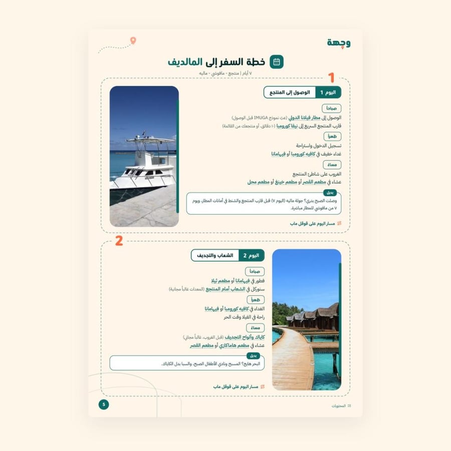 من داخل خطة سفر المالديف 7 أيام