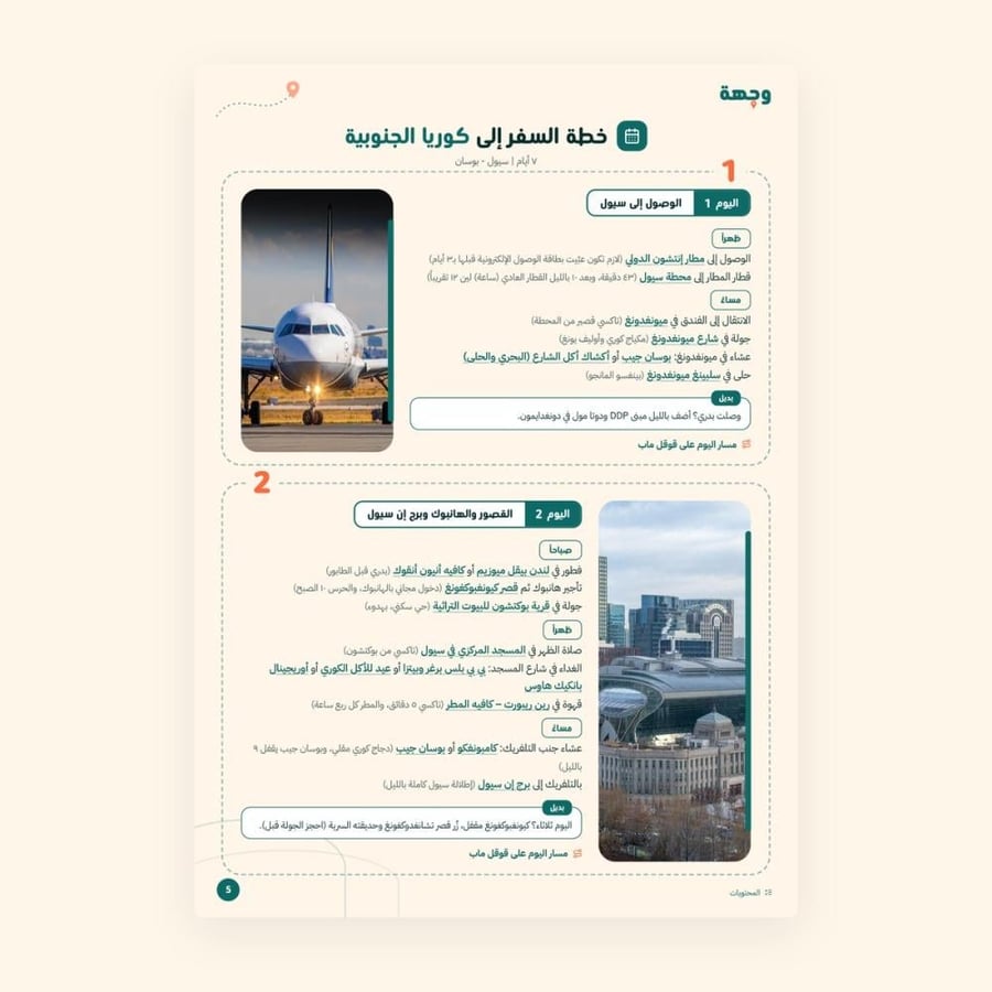 من داخل خطة سفر كوريا الجنوبية 7 أيام