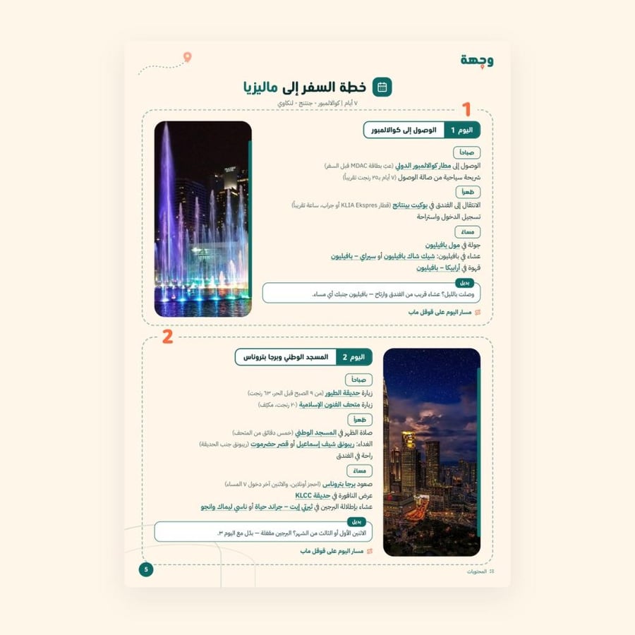 من داخل خطة سفر ماليزيا 7 أيام