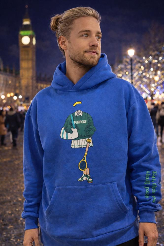 blue hoodie