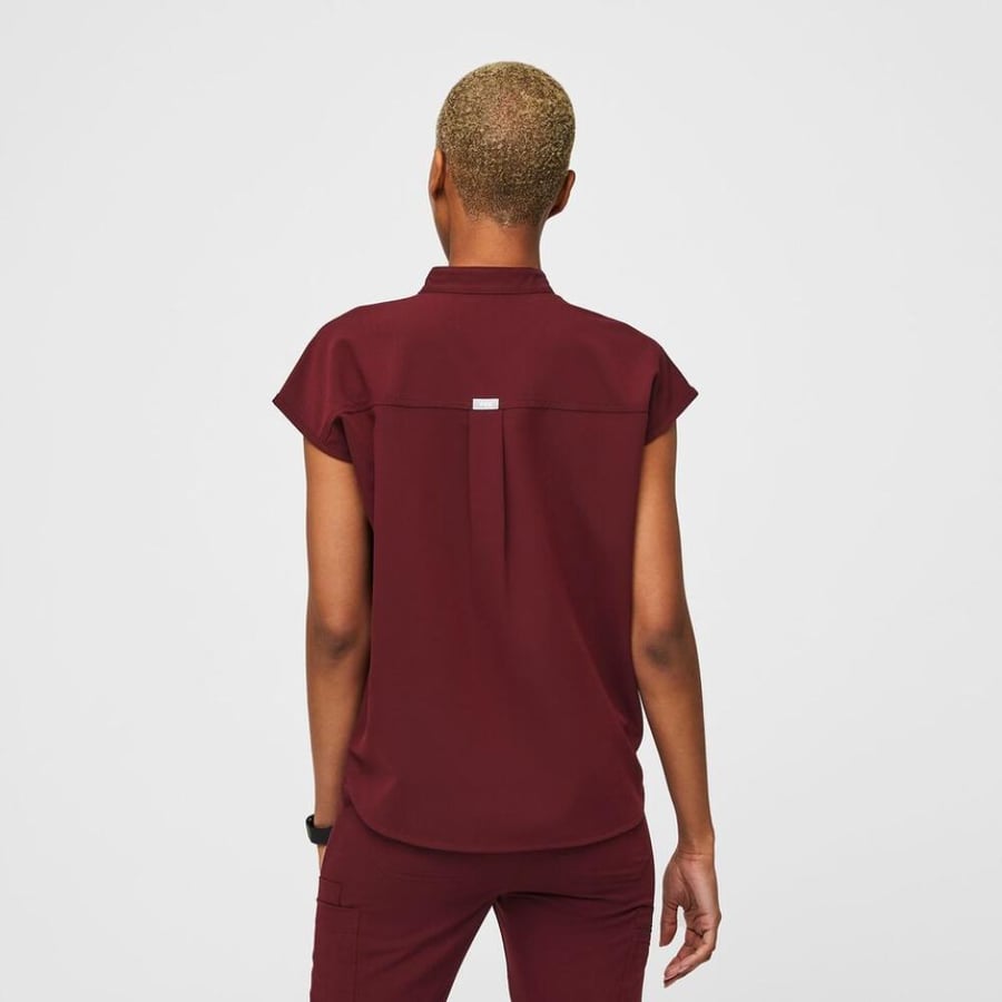 Figs, Burgundy Rafeala Top