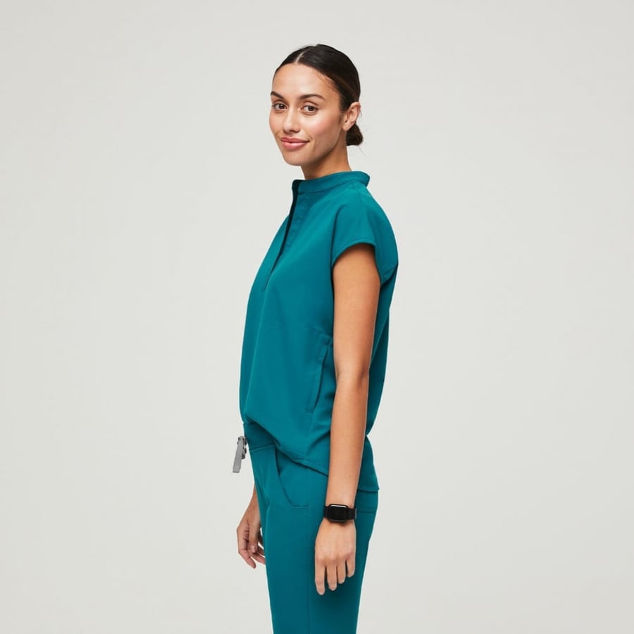 Figs, Pacific Blue Rafaela Top