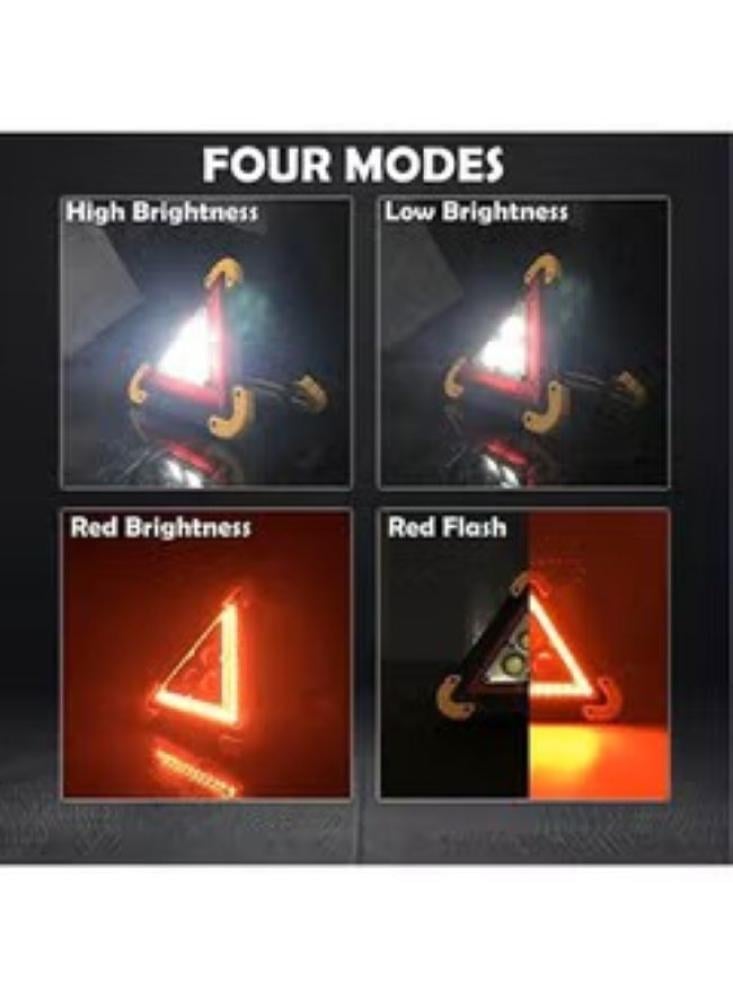 Multi Function Triangle Shape Rechargeable LED Emergency Warning Light White of three bulbs