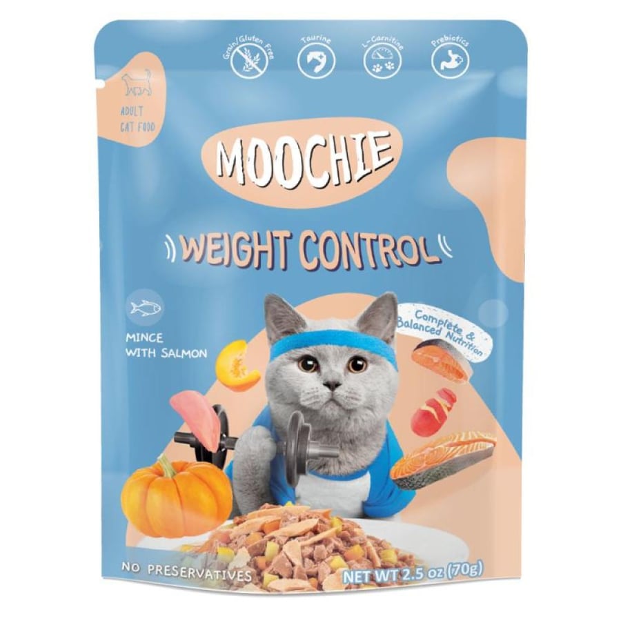 Moochie Minced Salmon Wet Cat Food for Weight Control - 70 gram