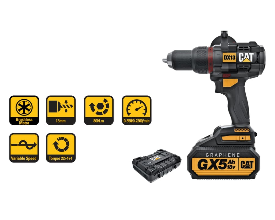 Drill Battery 18-volt 5 amp with Hammer CAT DX13