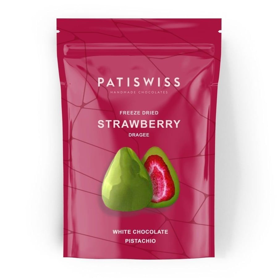Patiswiss الشوكلاتة البيضاء بالفستق والفراولة 80 جرام