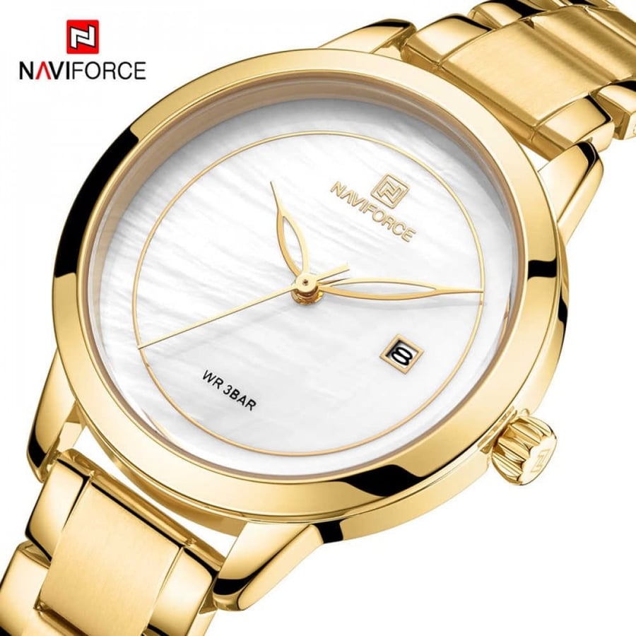 ماركه NAVIFORCE نسائي ذهبي ميناء صدف