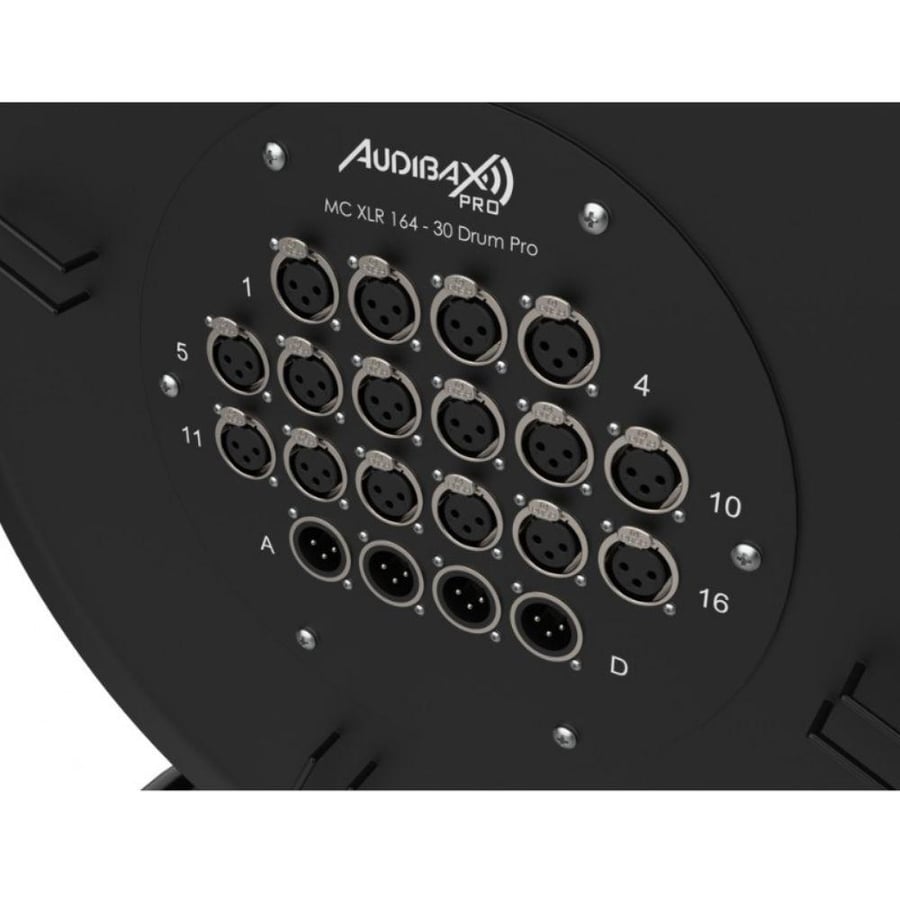 Audibax Pro MC XLR 164-30 Drum كيبل ستيدج بوكس 30 متر 16 مدخل XLR متعدد القنوات من نوع Reel MultiCore