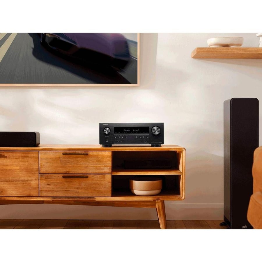 جهاز استقبال صوتي ومرئي 90 وات للقناة 7.2 قناة، يدعم 8K وDolby Atmos وDTS:X مع نظام HEOS موديل AVR-S970H ماركة Denon