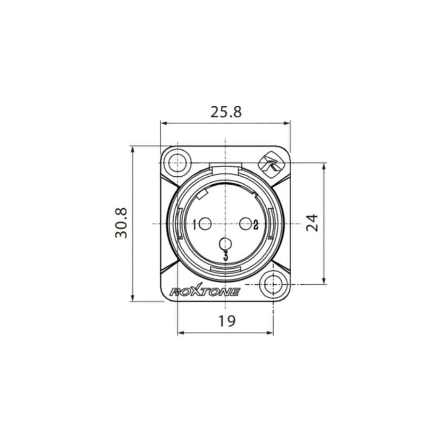 منفذ XLR ثلاثي أنثى بتصميم D وطلاء أسود ووصلات ذهبية موديل RX3MD-BG عالية الجودة ماركة ROXTONE صوتيات احترافية