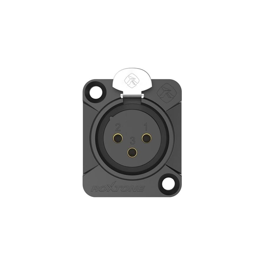 منفذ XLR أنثى ثلاثي الأقطاب بغطاء معدني مطلي ماركة ROXTONE أداء احترافي واستقرار فائق موديل RX3FD-BG