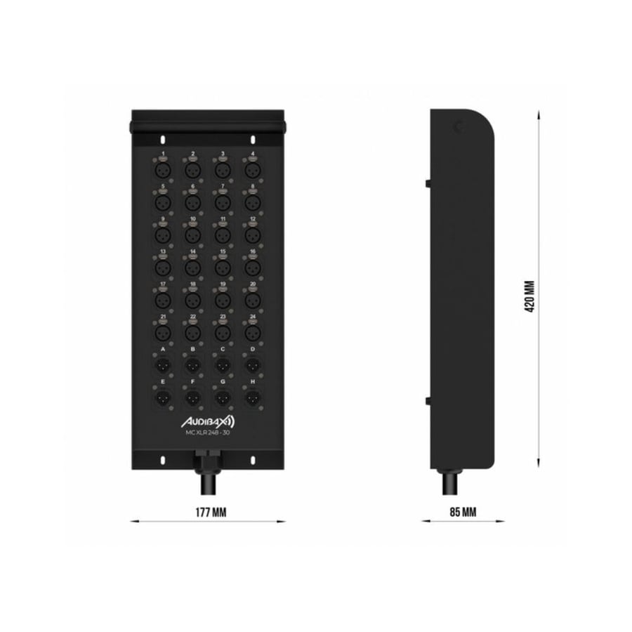 سنيك كيبل 30 متر 24 مدخل XLR و8 مخارج XLR Male مناسبًا للمسافات الكبيرة موديل MC XLR 24-8-30 Pro 30M ماركة Audibax