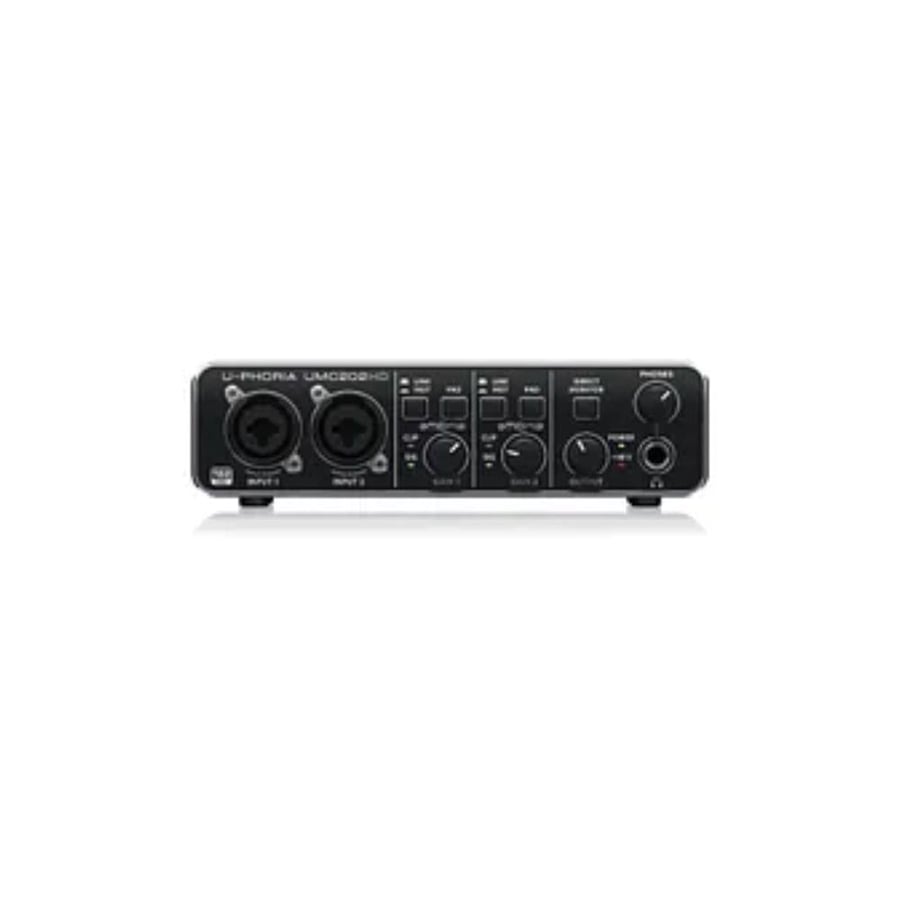 Complete studio kit for professional audio recording via USB, including a Behringer microphone, headphones, and a high-definition sound card (model U-PHORIA STUDIO PRO).