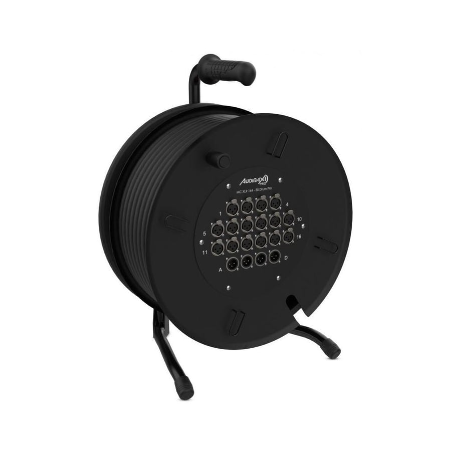 Audibax Pro MC XLR 164-30 Drum كيبل ستيدج بوكس 30 متر 16 مدخل XLR متعدد القنوات من نوع Reel MultiCore