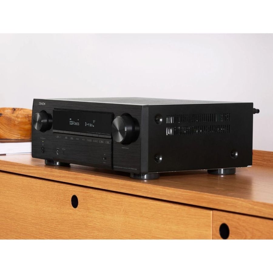 جهاز استقبال الصوت AV قدرة 80 وات لكل قناة 7.2 قناة مع Dolby Atmos و8K وHEOS موديل AVR-X1800H ماركة Denon