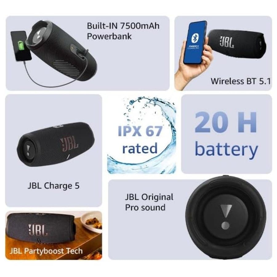مكبر صوت لاسلكي Charge 5 سكواد موديل JBLCHARGE5SQUAD ماركة JBL