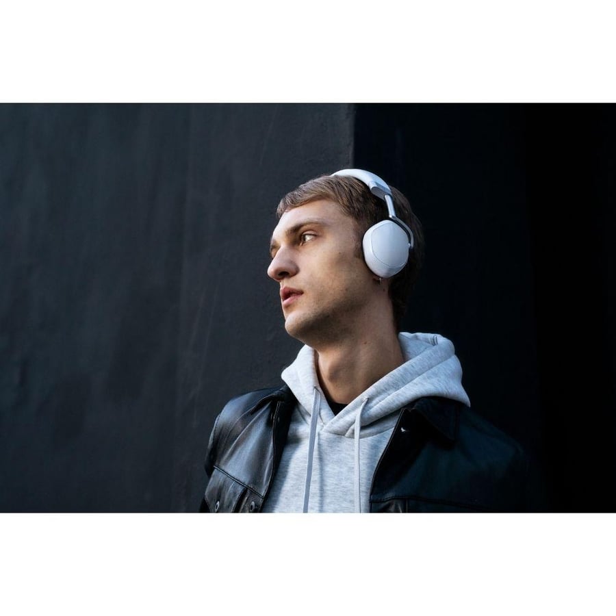 سماعة راس لاسلكية على الأذن مع وضع مكبر الصوت باللون الابيض موديل S-80W ماركة V-Moda