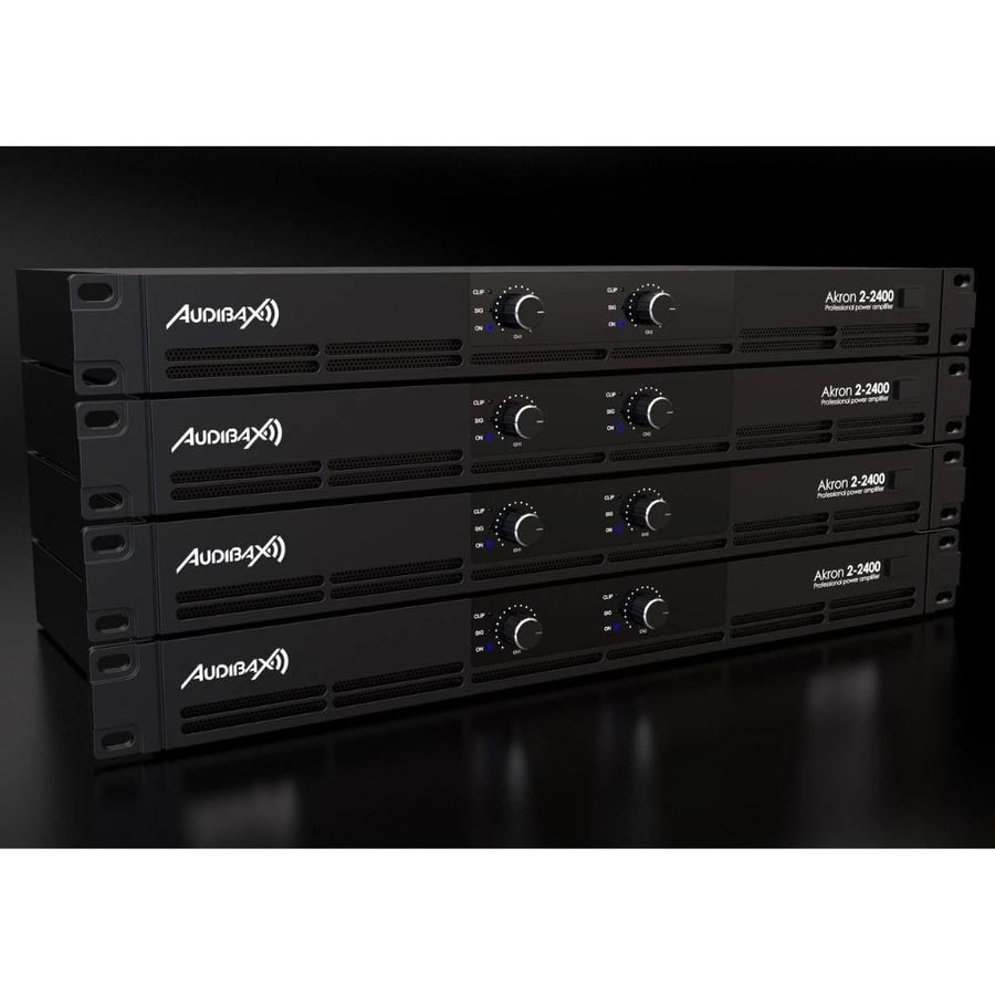 Audibax 1200W RMS 2-Channel Power Amplifier (Spanish made) with UPDM technology and a compact 1U design, model Akron 2-2400
