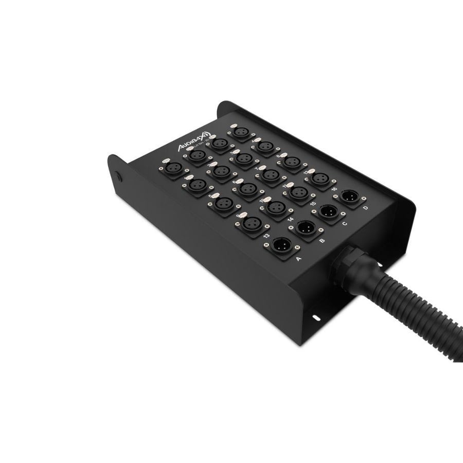 كيبل ستيدج بوكس 30 متر 16 مدخل XLR و 4 مخارج XLR متعدد القنوات لون اسود موديل MC XLR 164-30 ماركة Audibax