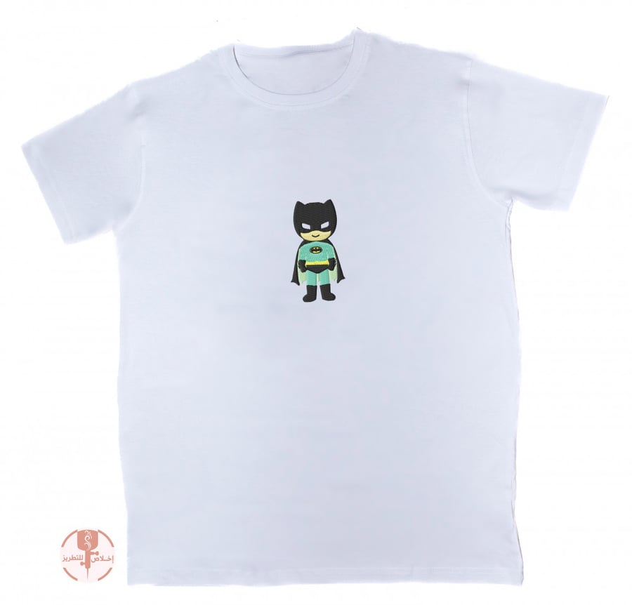 Batman character embroidered T-shirt