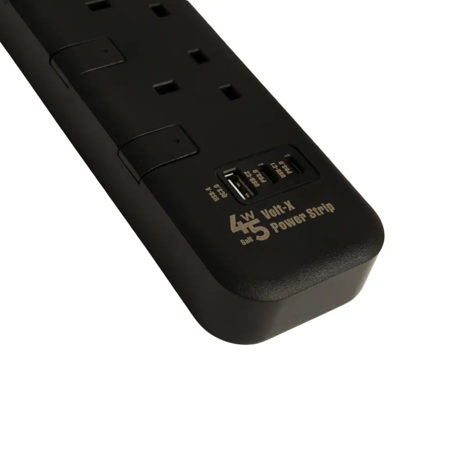 توصيلة جيبل الكهربائية معتمدة SASO 2990 واط | شحن GaN سريع 45 واط 4 مخارج UK مستقلة + USB-C و USB-A حماية متقدمة وأمان عالي للأجهزة