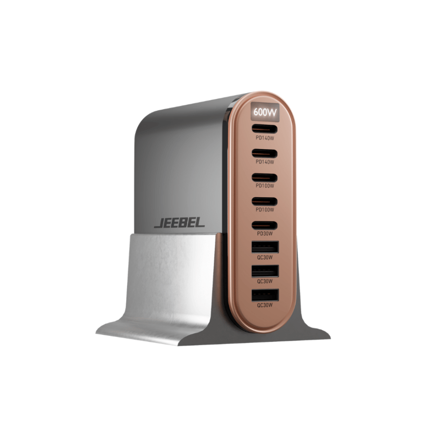 JEEBEL VoltOn GaN 600W – محطة شحن مكتبية بـ 8 منافذ PD وQC