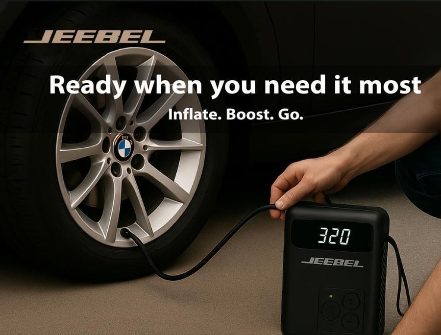 باور بانك وضاغط هواء واشتراك سيارة JEEBEL SOLVER – بطارية 20000mAh بقدرة تشغيل 1500A وضغط 150 PSI | محطة طوارئ متكاملة للسيارة