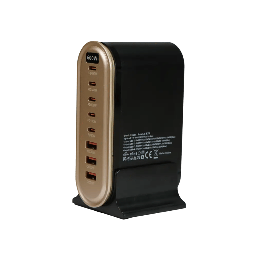 JEEBEL VoltOn GaN 600W – محطة شحن مكتبية بـ 8 منافذ PD وQC